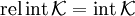 \textrm{rel\,int}\,\mathcal{K}=\textrm{int}\,\mathcal{K}